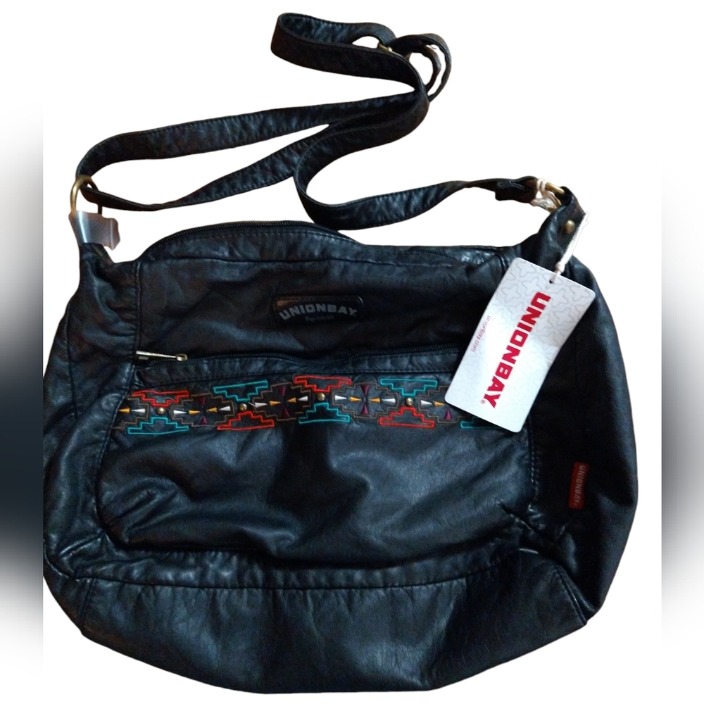 Union Bay Soft Leather Aztec Embroidery Design Purse